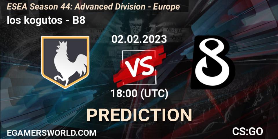 Pronóstico los kogutos - B8. 02.02.23, CS2 (CS:GO), ESEA Season 44: Advanced Division - Europe
