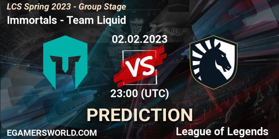 Pronóstico Immortals - Team Liquid. 03.02.2023 at 01:00, LoL, LCS Spring 2023 - Group Stage