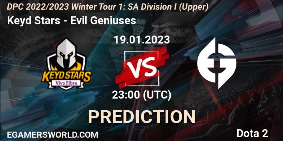 Pronóstico Keyd Stars - Evil Geniuses. 19.01.23, Dota 2, DPC 2022/2023 Winter Tour 1: SA Division I (Upper) 