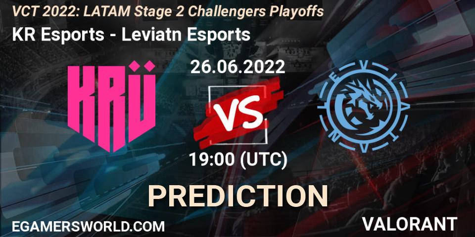 Pronóstico KRÜ Esports - Leviatán Esports. 26.06.2022 at 19:00, VALORANT, VCT 2022: LATAM Stage 2 Challengers Playoffs