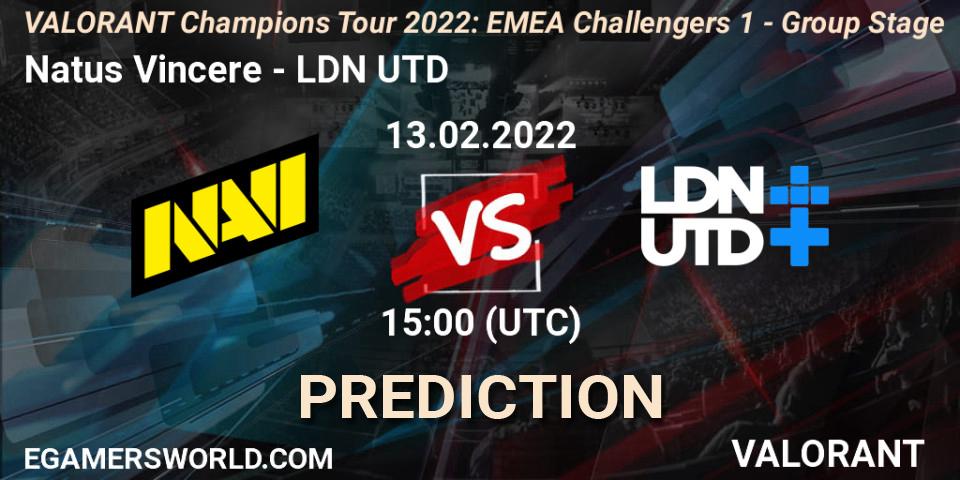 Pronóstico Natus Vincere - LDN UTD. 13.02.2022 at 15:00, VALORANT, VCT 2022: EMEA Challengers 1 - Group Stage