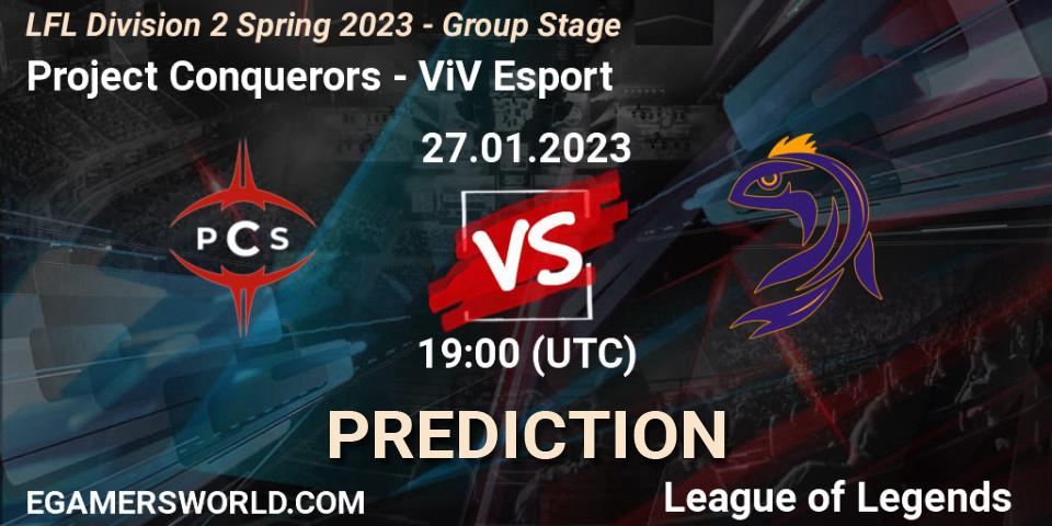Pronóstico Project Conquerors - ViV Esport. 27.01.2023 at 19:00, LoL, LFL Division 2 Spring 2023 - Group Stage