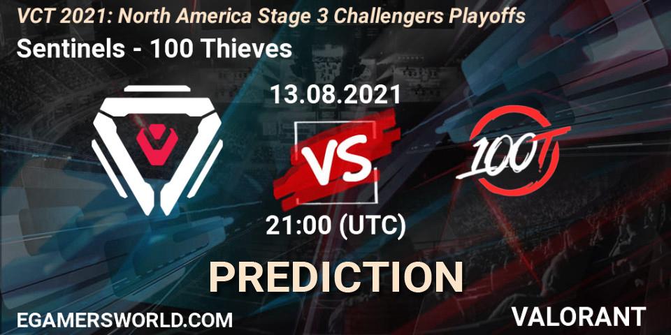 Pronóstico Sentinels - 100 Thieves. 13.08.2021 at 21:00, VALORANT, VCT 2021: North America Stage 3 Challengers Playoffs