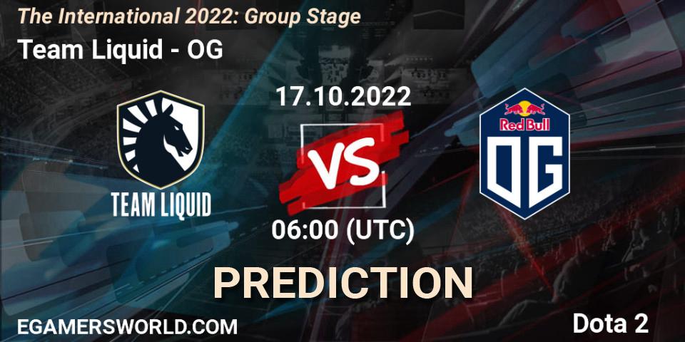 Pronóstico Team Liquid - OG. 17.10.2022 at 06:34, Dota 2, The International 2022: Group Stage