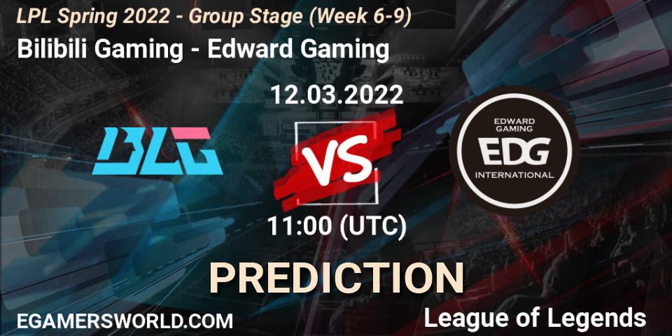 Pronóstico Bilibili Gaming - Edward Gaming. 12.03.2022 at 11:00, LoL, LPL Spring 2022 - Group Stage (Week 6-9)