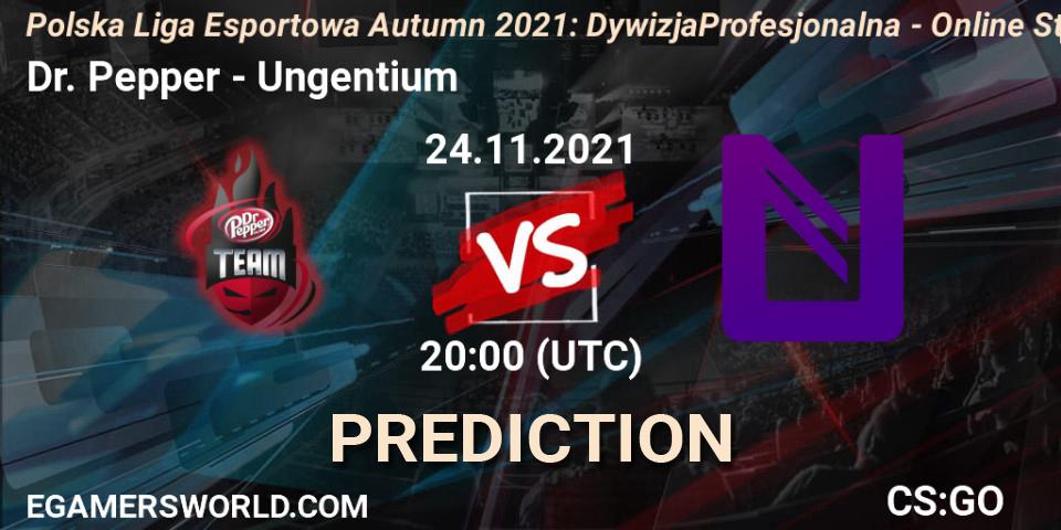 Pronóstico Dr. Pepper - Ungentium. 24.11.2021 at 19:40, Counter-Strike (CS2), Polska Liga Esportowa Autumn 2021: Dywizja Profesjonalna - Online Stage