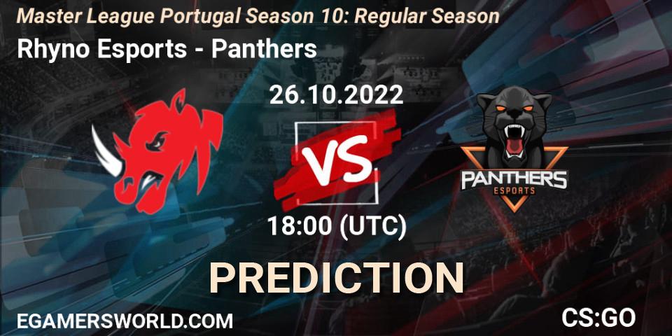 Pronóstico Rhyno Esports - Panthers. 26.10.2022 at 18:00, Counter-Strike (CS2), Master League Portugal Season 10: Regular Season
