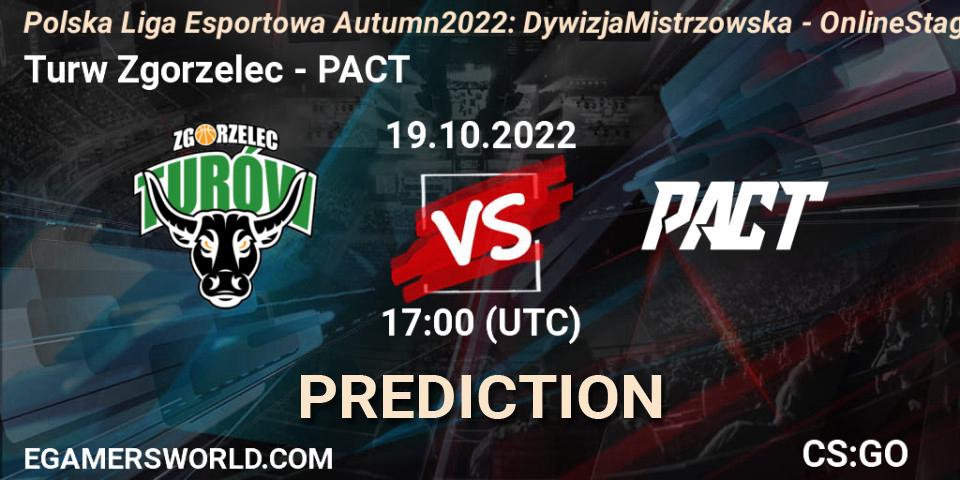 Pronóstico Turów Zgorzelec - PACT. 19.10.22, CS2 (CS:GO), Polska Liga Esportowa Autumn 2022: Dywizja Mistrzowska - Online Stage