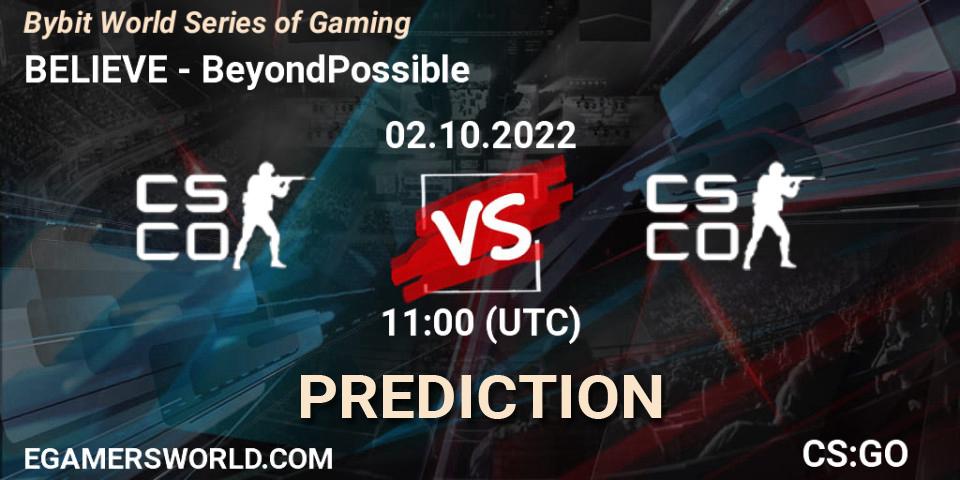 Pronóstico BELIEVE - BeyondPossible. 02.10.2022 at 11:00, Counter-Strike (CS2), Bybit World Series of Gaming