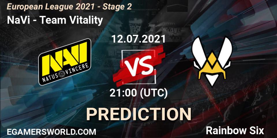 Pronóstico NaVi - Team Vitality. 12.07.2021 at 21:00, Rainbow Six, European League 2021 - Stage 2