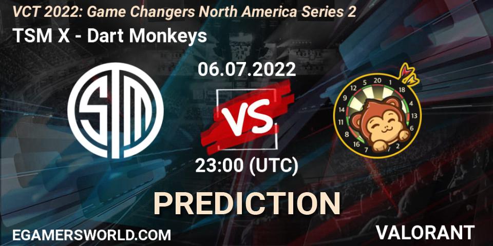 Pronóstico TSM X - Dart Monkeys. 06.07.2022 at 22:30, VALORANT, VCT 2022: Game Changers North America Series 2