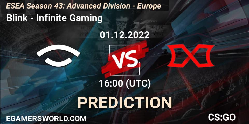 Pronóstico Blink - Infinite Gaming. 01.12.22, CS2 (CS:GO), ESEA Season 43: Advanced Division - Europe