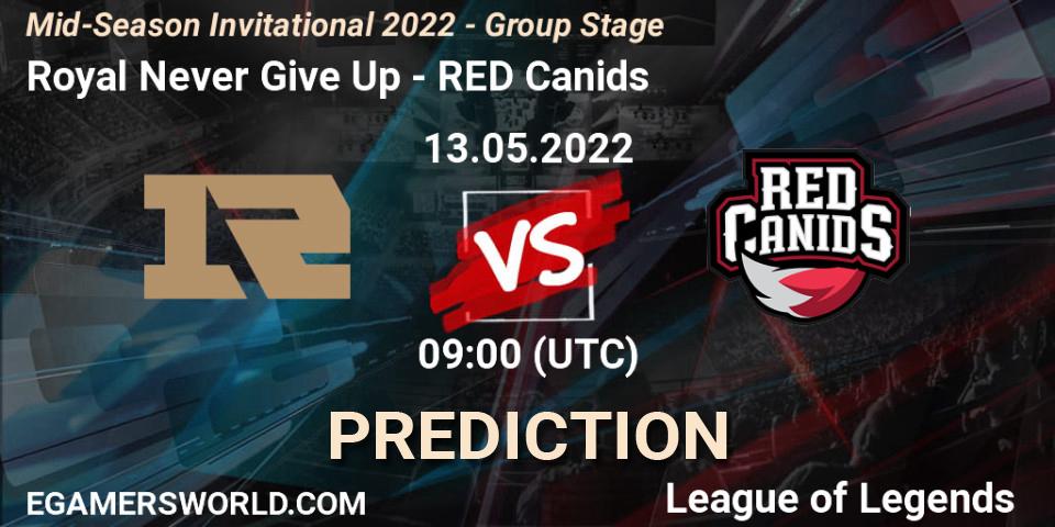 Pronóstico Royal Never Give Up - RED Canids. 12.05.2022 at 11:00, LoL, Mid-Season Invitational 2022 - Group Stage