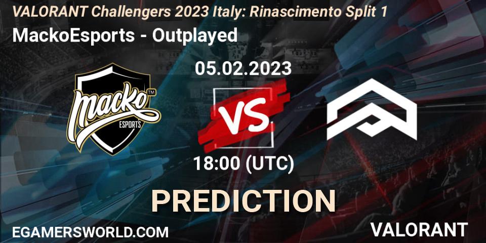 Pronóstico MackoEsports - Outplayed. 05.02.23, VALORANT, VALORANT Challengers 2023 Italy: Rinascimento Split 1