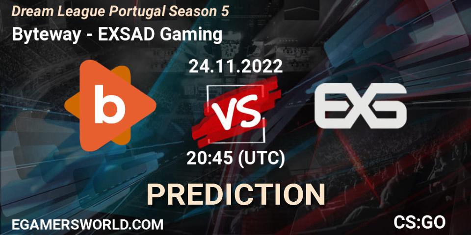 Pronóstico Byteway - EXSAD Gaming. 24.11.2022 at 20:45, Counter-Strike (CS2), Dream League Portugal Season 5