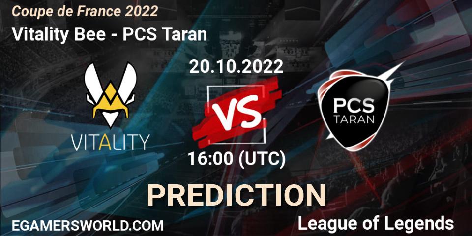 Pronóstico Vitality Bee - PCS Taran. 20.10.2022 at 15:20, LoL, Coupe de France 2022