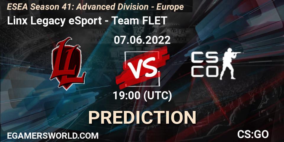 Pronóstico Linx Legacy eSport - Team FLET. 07.06.2022 at 19:00, Counter-Strike (CS2), ESEA Season 41: Advanced Division - Europe