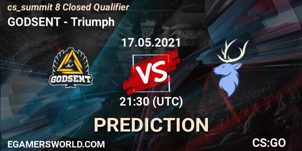 Pronóstico GODSENT - Triumph. 17.05.2021 at 21:30, Counter-Strike (CS2), cs_summit 8 Closed Qualifier