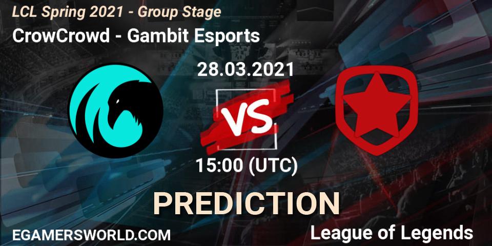 Pronóstico CrowCrowd - Gambit Esports. 28.03.21, LoL, LCL Spring 2021 - Group Stage
