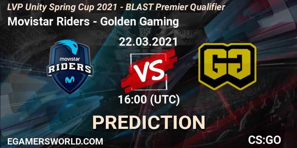 Pronóstico Movistar Riders - Golden Gaming. 22.03.2021 at 16:00, Counter-Strike (CS2), LVP Unity Cup Spring 2021 - BLAST Premier Qualifier