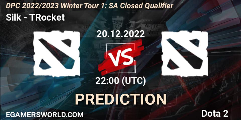 Pronóstico Silk - TRocket. 20.12.2022 at 22:00, Dota 2, DPC 2022/2023 Winter Tour 1: SA Closed Qualifier