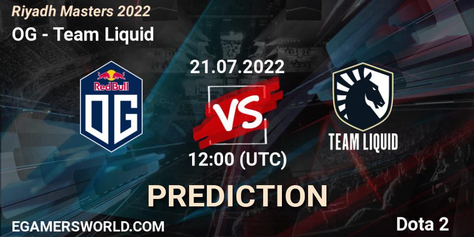Pronóstico OG - Team Liquid. 21.07.2022 at 12:00, Dota 2, Riyadh Masters 2022