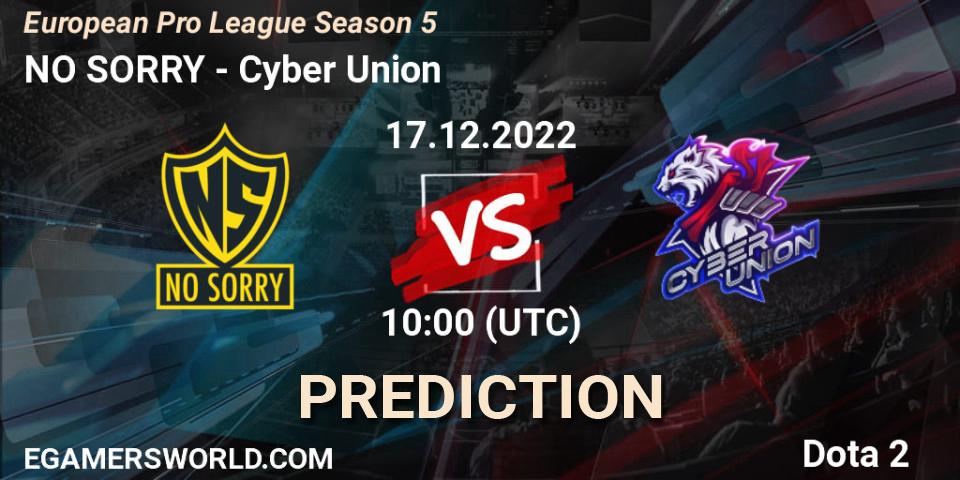 Pronóstico NO SORRY - Cyber Union. 18.12.22, Dota 2, European Pro League Season 5