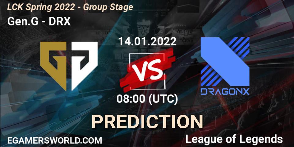 Pronóstico Gen.G - DRX. 14.01.2022 at 08:00, LoL, LCK Spring 2022 - Group Stage
