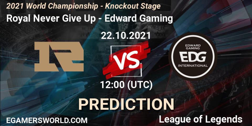 Pronóstico Royal Never Give Up - Edward Gaming. 23.10.2021 at 12:00, LoL, 2021 World Championship - Knockout Stage
