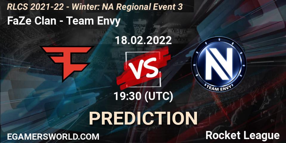Pronóstico FaZe Clan - Team Envy. 18.02.2022 at 19:30, Rocket League, RLCS 2021-22 - Winter: NA Regional Event 3