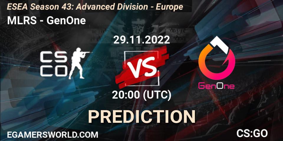 Pronóstico MLRS - GenOne. 29.11.22, CS2 (CS:GO), ESEA Season 43: Advanced Division - Europe