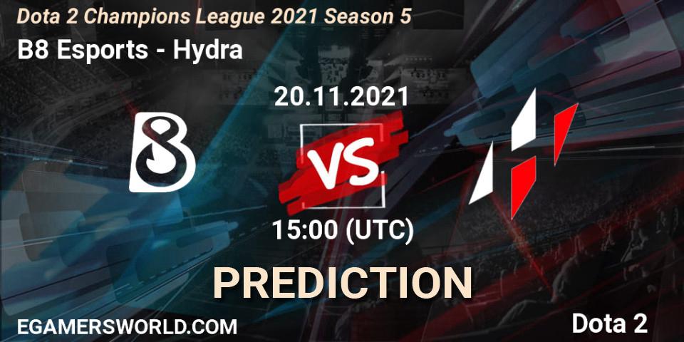 Pronóstico B8 Esports - Hydra. 20.11.2021 at 15:24, Dota 2, Dota 2 Champions League 2021 Season 5