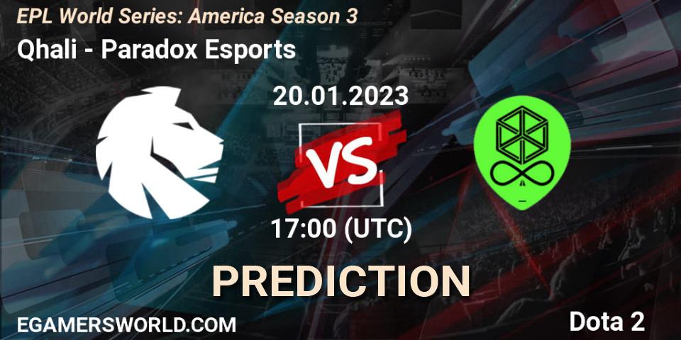 Pronóstico Qhali - Paradox Esports. 20.01.23, Dota 2, EPL World Series: America Season 3