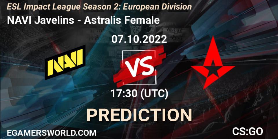 Pronóstico NAVI Javelins - Astralis Female. 07.10.2022 at 17:30, Counter-Strike (CS2), ESL Impact League Season 2: European Division