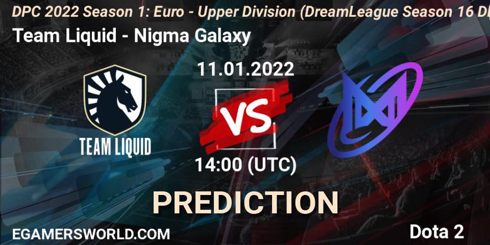 Pronóstico Team Liquid - Nigma Galaxy. 11.01.2022 at 14:21, Dota 2, DPC 2022 Season 1: Euro - Upper Division (DreamLeague Season 16 DPC WEU)