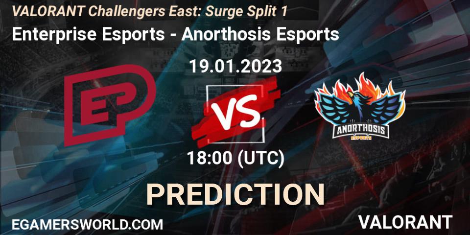 Pronóstico Enterprise Esports - Anorthosis Esports. 19.01.2023 at 19:00, VALORANT, VALORANT Challengers 2023 East: Surge Split 1