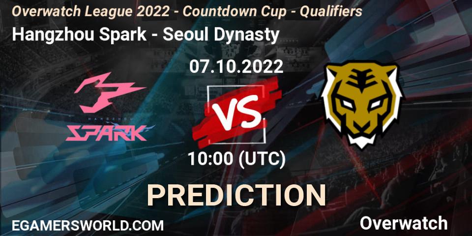 Pronóstico Hangzhou Spark - Seoul Dynasty. 07.10.2022 at 10:00, Overwatch, Overwatch League 2022 - Countdown Cup - Qualifiers