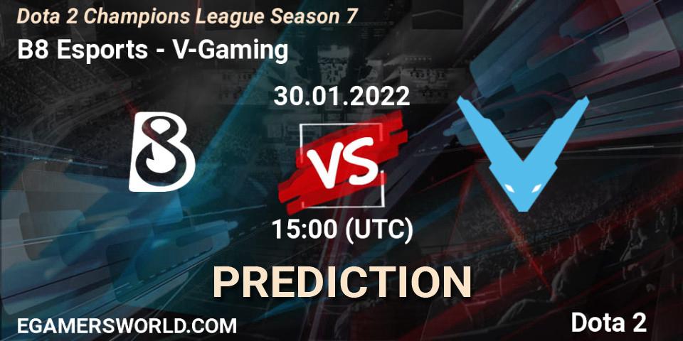 Pronóstico B8 Esports - V-Gaming. 30.01.2022 at 15:02, Dota 2, Dota 2 Champions League 2022 Season 7