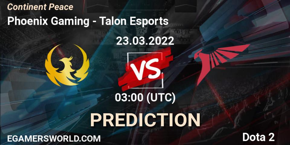 Pronóstico Phoenix Gaming - Talon Esports. 23.03.2022 at 03:21, Dota 2, Continent Peace