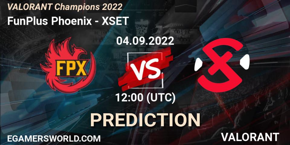 Pronóstico FunPlus Phoenix - XSET. 05.09.2022 at 19:15, VALORANT, VALORANT Champions 2022