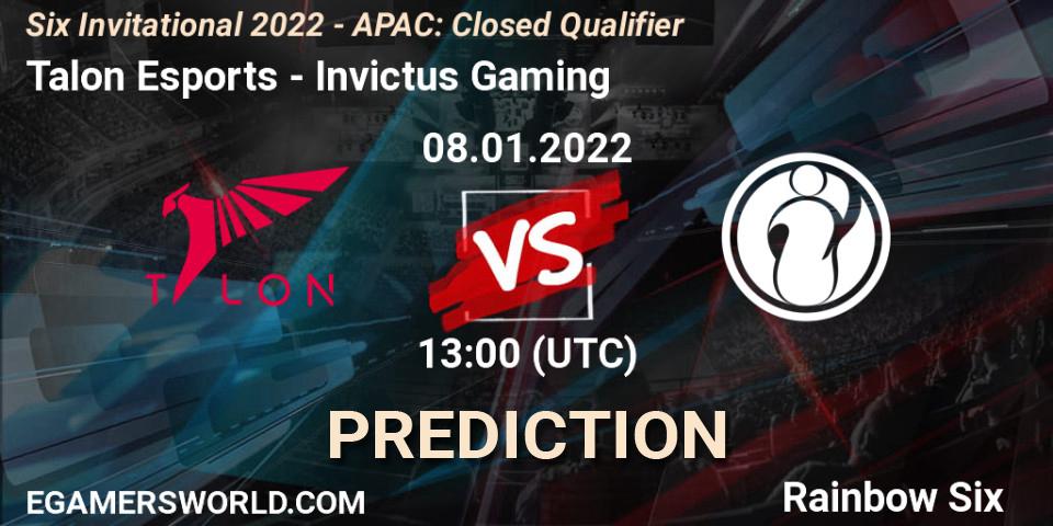 Pronóstico Talon Esports - Invictus Gaming. 08.01.2022 at 13:00, Rainbow Six, Six Invitational 2022 - APAC: Closed Qualifier