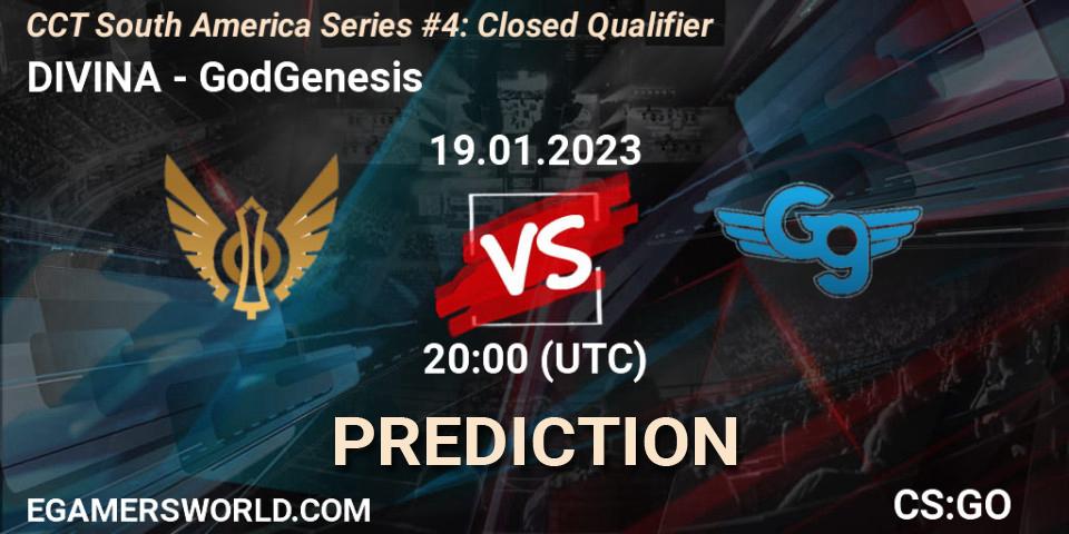 Pronóstico DIVINA - GodGenesis. 19.01.2023 at 20:00, Counter-Strike (CS2), CCT South America Series #4: Closed Qualifier