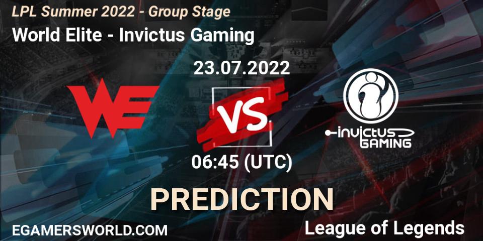 Pronóstico World Elite - Invictus Gaming. 23.07.2022 at 07:00, LoL, LPL Summer 2022 - Group Stage