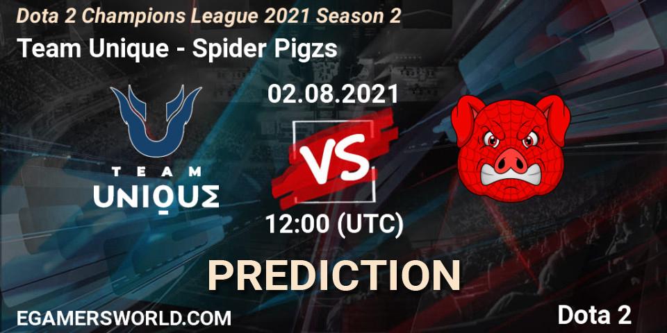 Pronóstico Team Unique - Spider Pigzs. 02.08.2021 at 18:00, Dota 2, Dota 2 Champions League 2021 Season 2