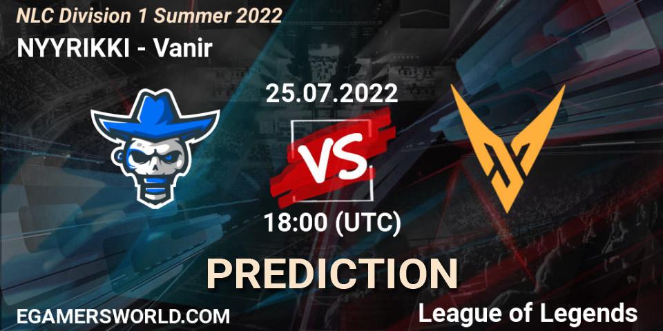 Pronóstico NYYRIKKI - Vanir. 25.07.2022 at 20:00, LoL, NLC Division 1 Summer 2022
