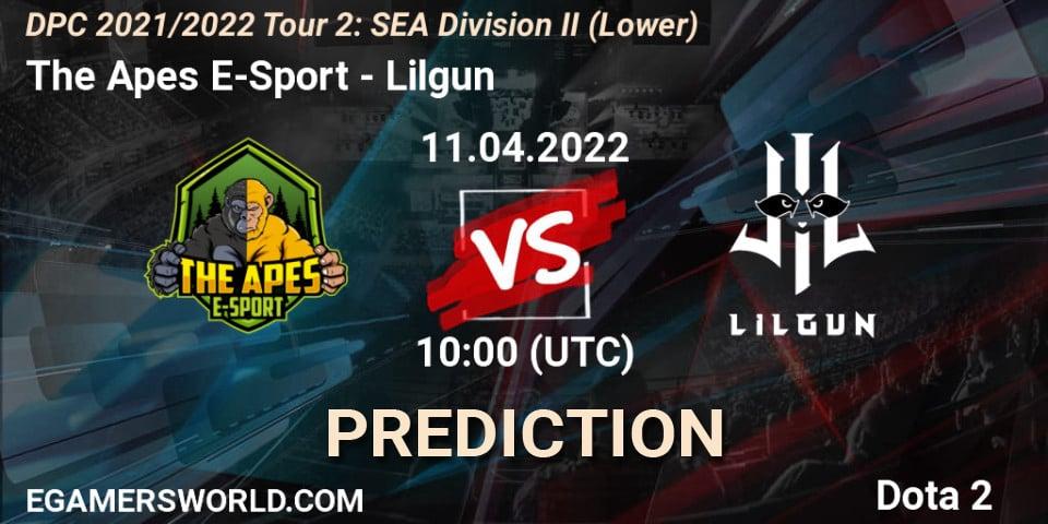 Pronóstico The Apes E-Sport - Lilgun. 11.04.2022 at 10:00, Dota 2, DPC 2021/2022 Tour 2: SEA Division II (Lower)