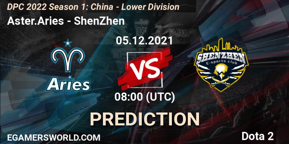 Pronóstico Aster.Aries - ShenZhen. 05.12.2021 at 07:56, Dota 2, DPC 2022 Season 1: China - Lower Division