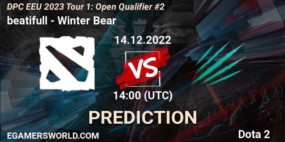 Pronóstico beatifull - Winter Bear. 14.12.2022 at 13:47, Dota 2, DPC EEU 2023 Tour 1: Open Qualifier #2