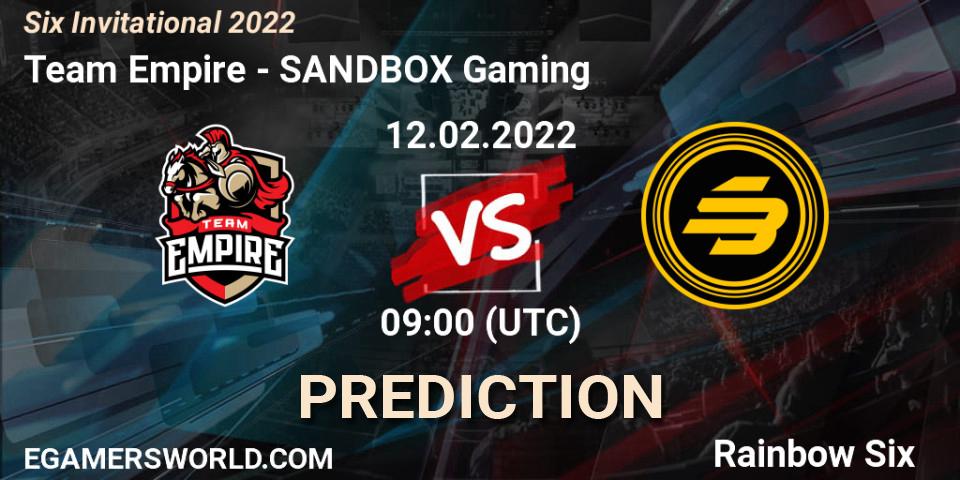 Pronóstico Team Empire - SANDBOX Gaming. 12.02.22, Rainbow Six, Six Invitational 2022