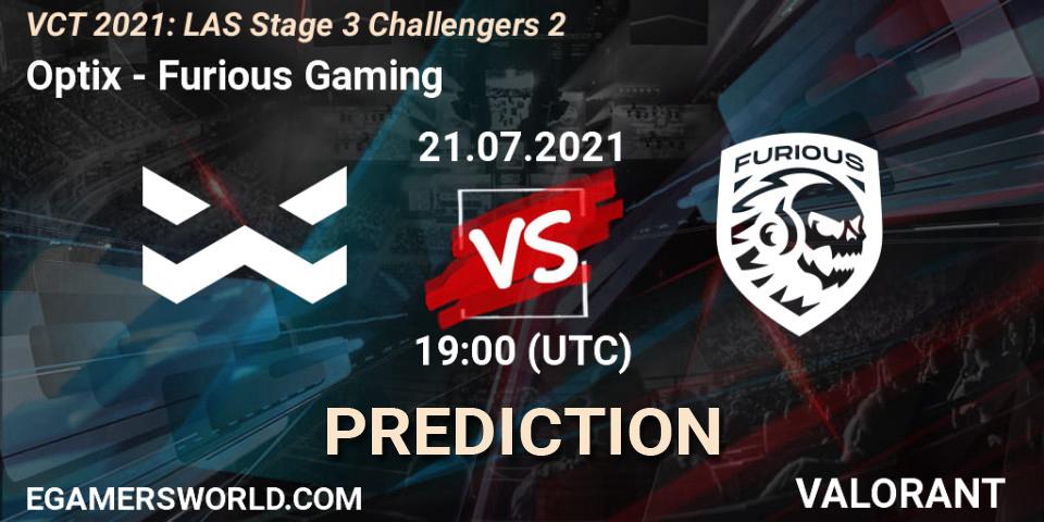 Pronóstico Optix - Furious Gaming. 21.07.2021 at 19:00, VALORANT, VCT 2021: LAS Stage 3 Challengers 2